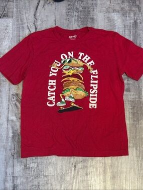 Old Navy Youth Red Graphic Burger Stack Tee